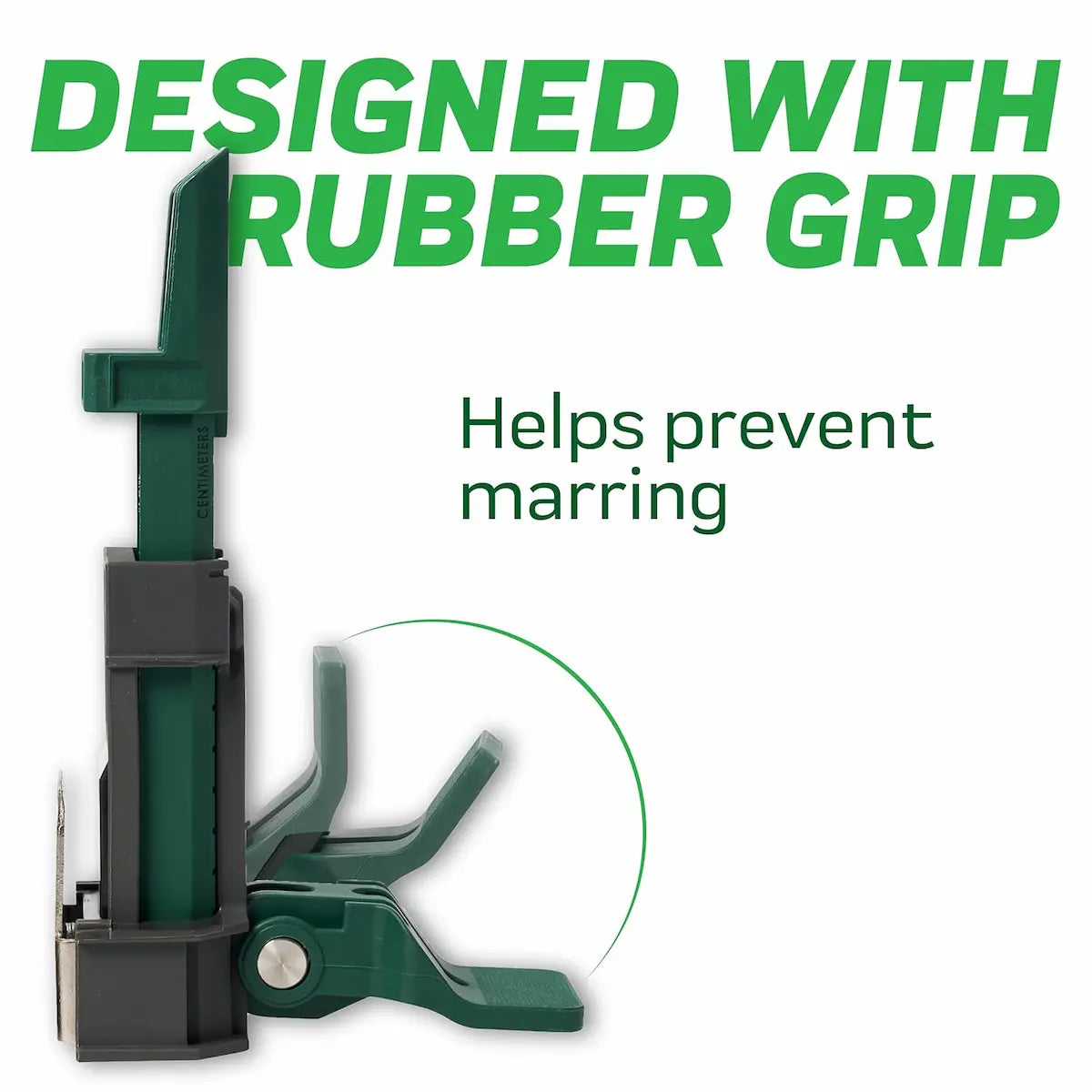 Green gecko gauge with rubber grip feature on a white background